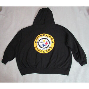Pittsburgh Steelers Hoodie Mens Size 3X Black Sweatshirt NFL Football Full Zip